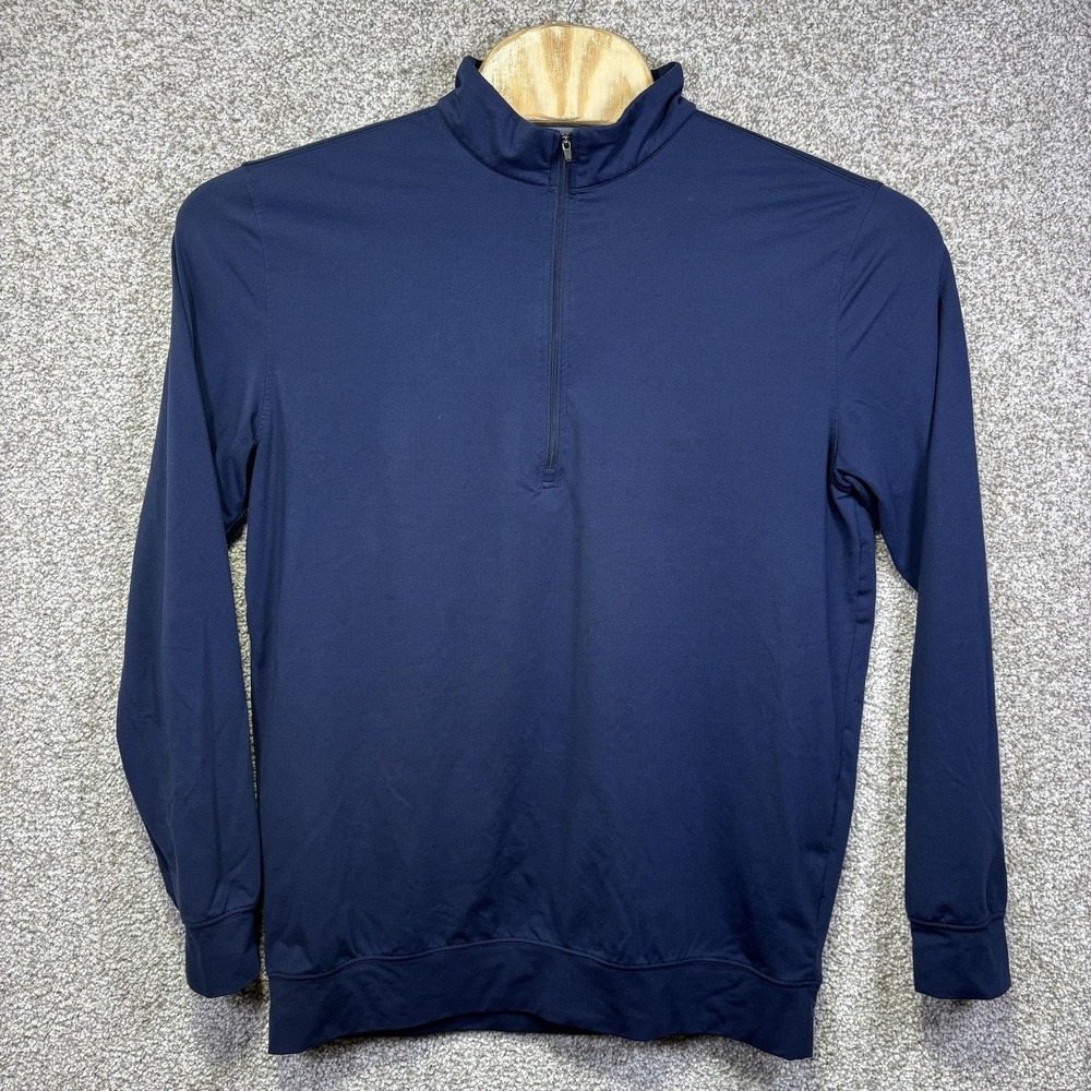 Straight Down Pullover Mens Medium Blue 1/4 Zip Long Sleeve Golf Shirt